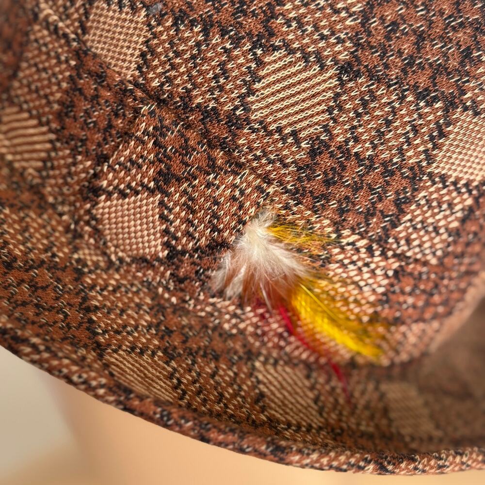 Vintage 1960s Penney’s Towncraft Plaid Fedora Feather Union Made Hat Small - Picture 10 of 16